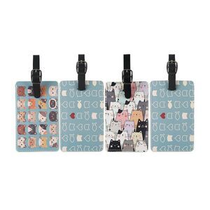 4 PK. Travel Whimsical Cats Luggage Tags Adjustable Strap With Information Cards